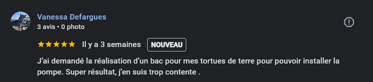 Capture d’écran de l’avis client